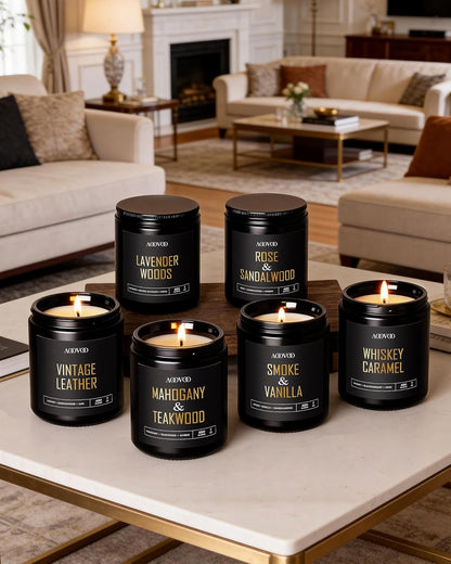 AOOVOO Scented Candles Set - 6 Pack Men Candles for Home Scented, 42 oz Soy Wax, 300 Hour Long Lasting Candle, Soy Candle Gifts Set for Men, Birthday, Valentine, Christmas, Anniversary Present