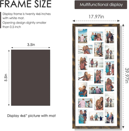 DUENPY 14x26 Collage Picture Frame 4x6 Collage Picture Frame Displays Twelve 4x6 inch Photos Available Horizontal Wall Mounting Display and Vertical Black - Colors A