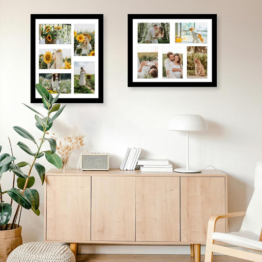 JCJMY 11x14 Picture Frame, 4x6 Collage Picture Frame, Display 5 Pcs 4x6 Photos or 11x14 Picture, Five Opening 4x6 Collage Frame for Wall Hanging, Lightweight 4 x 6 Multi Pictures Frame, Black
