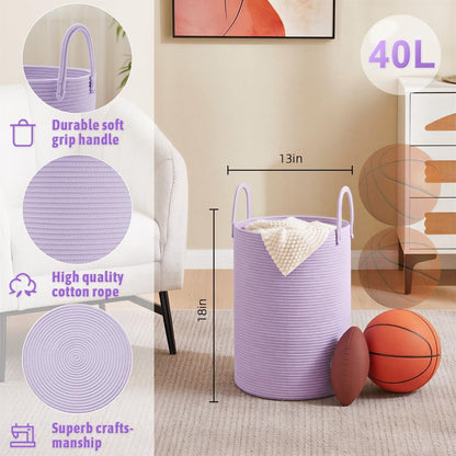 Artfeel Laundry Basket,Woven Cotton Rope Laundry Hamper,60L for Decor Storage of Dirty Clothes,Toys and Blankets in Bathroom,Baby Room and Living Room