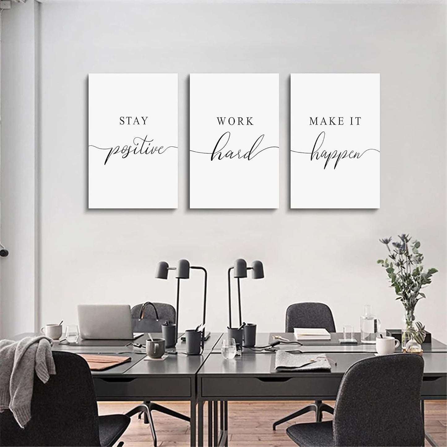 Inspirational Canvas Painting Wall Art -EPHANY ART,Mindset Quotes Prints, Success Framed Entrepreneur Poster Positive Quotes Wall Poster for Home Office Workplace (M-3pcs,12x16inchx3pcs)