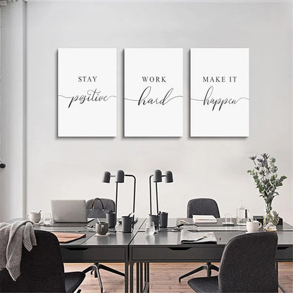 Inspirational Canvas Painting Wall Art -EPHANY ART,Mindset Quotes Prints, Success Framed Entrepreneur Poster Positive Quotes Wall Poster for Home Office Workplace (M-3pcs,12x16inchx3pcs)