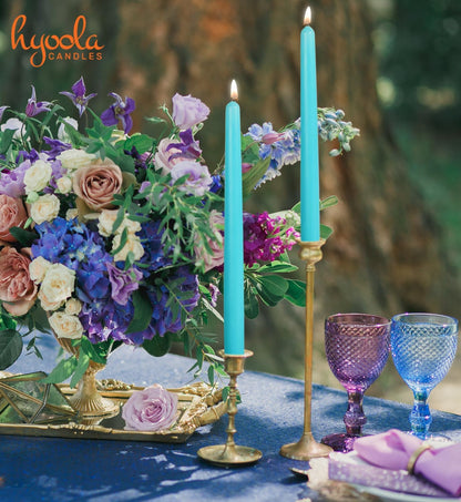 Hyoola Tall Taper Candles - 10 Inch Metallic Gold Unscented Dripless Taper Candles - 8 Hour Burn Time - 4 Pack