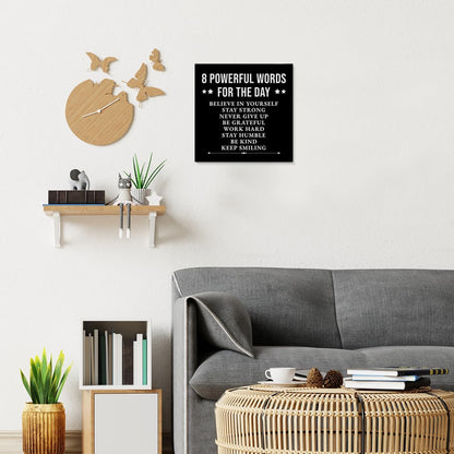 Inspirational Farmhouse Canvas Print Wall Art Decor One Small Positive Thought in the Morning Can Change Your Whole Day Sign Painting Plaque Rustic Home Decoration (8 X 8 Inches, Framed)