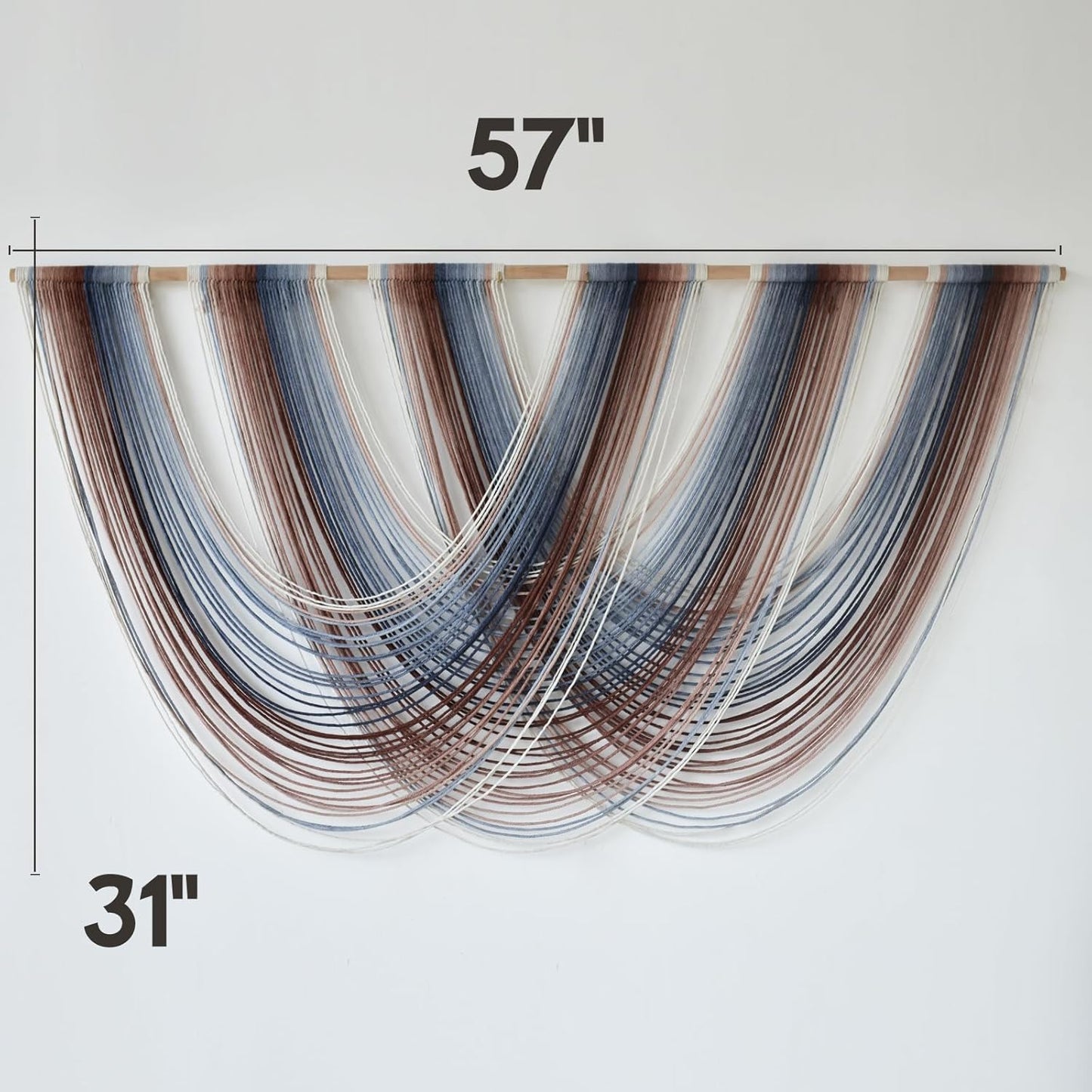 Flber Macrame Wall Hanging Boho Wall Decor Tapestry Dip Dyed Ombre Moss Green Handmade Wall Art Woven Cotton Rope Backdrop with for Bedroom Living Room, 57" W x 39" L
