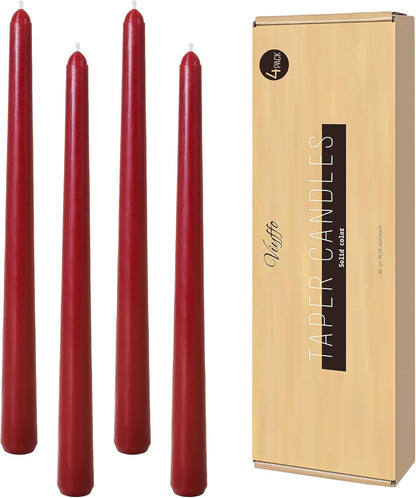 Viyffo Taper Candles, 10 Inch, 4 Pack, Olive Glow – Unscented, Dripless & Smokeless Design, Up to 8 Hour Burn – Long Tall Taper Candlesticks for Wedding, Dinner & Home Decor
