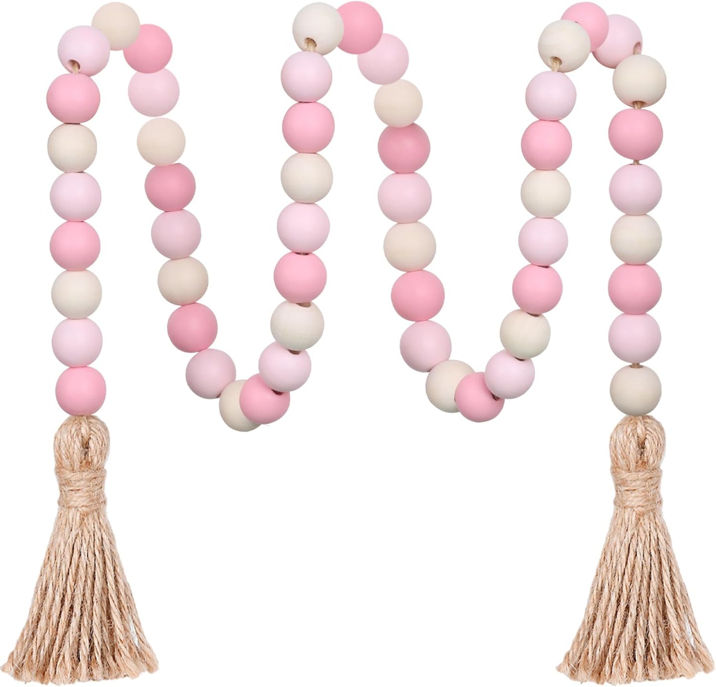 Meplait Wood Bead Garland, 39in Farmhouse Beads with Tassels for Tiered Tray Decor