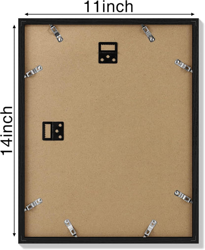 Vittanly 11x14 Picture Frame, Display Pictures 8x10 with Mat or 11x14 without Mat, Photo Frame for Wall Mounting, Black, 1 Pack - Colors A
