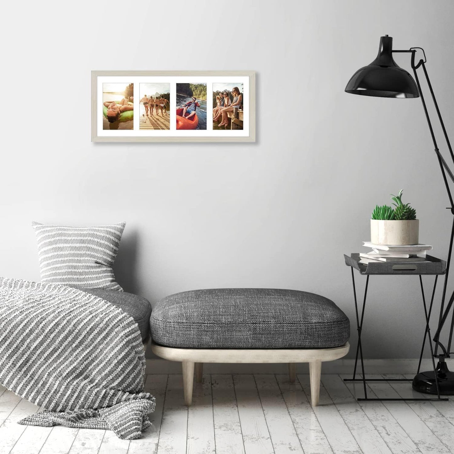 Americanflat 4x6 Collage Picture Frame with Shatter-Resistant Glass - Fits Five 4x6 Photos or Use as One 11x14 Picture Frame - Signature Collection - Collage Frames for Wall Display - Black