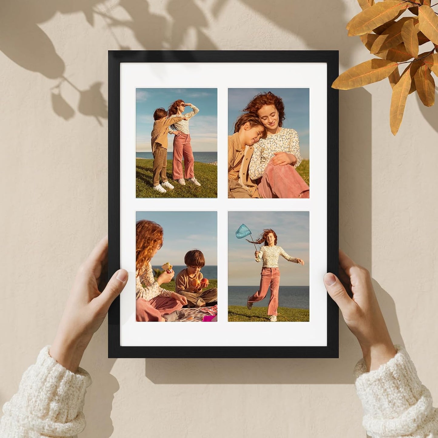 Vittanly 11x14 Collage Picture Frame, Displays 5Pcs 4x6 Pictures with Mat or 1Pcs 11x14 without Mat for Wall Mounting, Picture Frames Collage Wall Decor in Black, 1 Pack