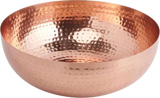 Creative Co-Op Round Hammered Metal Bowl, Gold Finish, 14"