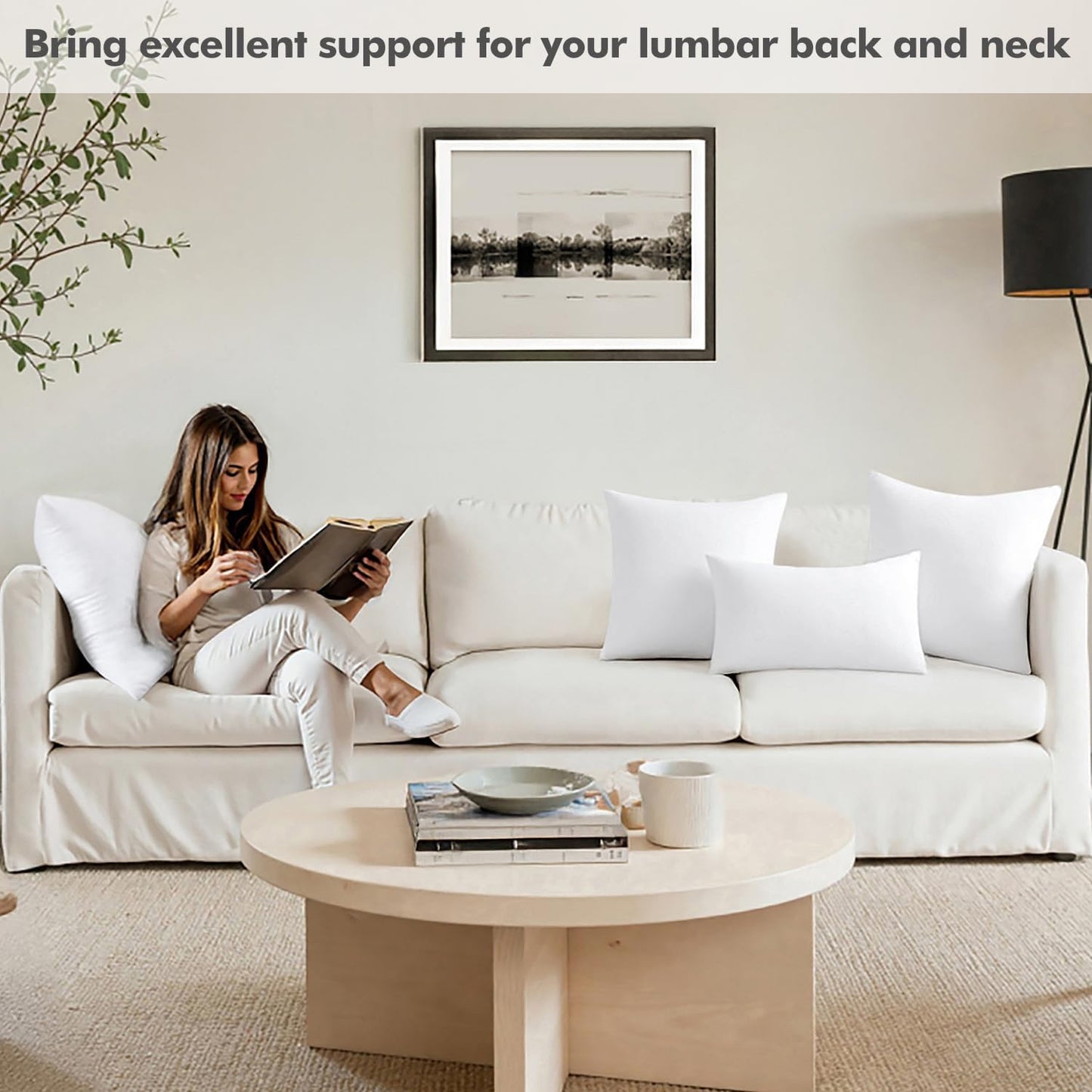 MIULEE 14x36 Inch Throw Pillow Insert Premium Throw Pillow Virgin Microfiber Stuffer Rectangle Pillow for Sofa Bed Couch