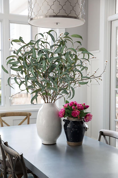 Faux Eucalyptus Stems Willow Eucalyptus Leaves 34” Long Fake Salix Leaves 3 Pcs Artificial Greenery Stems for DIY Bouquet Arrangements Centerpieces Shower Decorations-Artificial Eucalyptus Stems