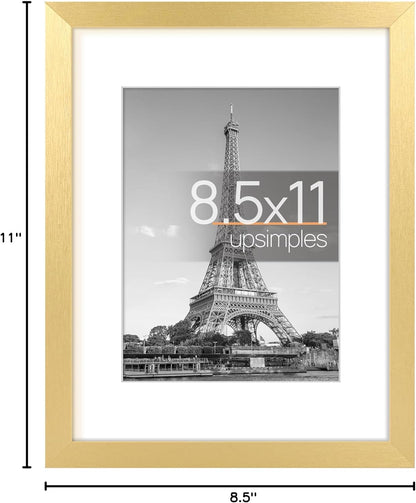 upsimples 8x10 Picture Frame, Display Pictures 5x7 with Mat or 8x10 Without Mat, Wall Hanging Photo Frame, Black, 1 Pack - Colors B