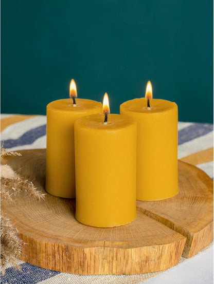 CANDWAX 3x4 inch Pillar Candles Set of 3 – Unscented Dripless Rustic Dark Blue Candles for Room Decor, Weddings, Centerpieces