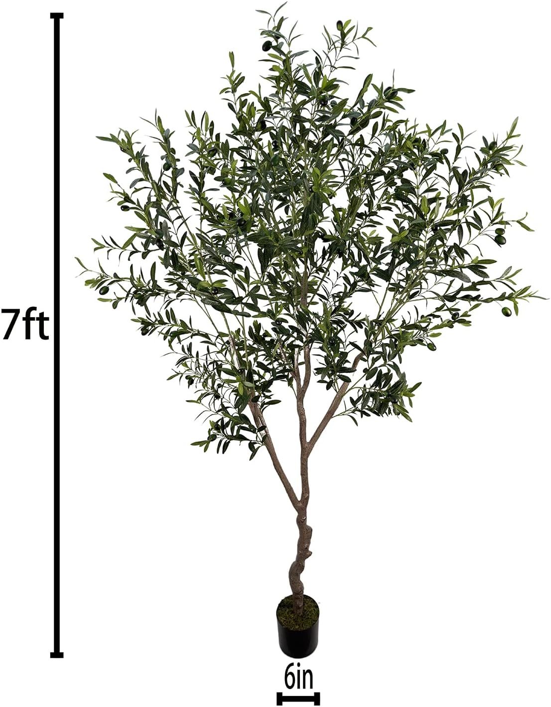 AfanD Artificial Tree Faux Olive Tree 8ft(92in,3200leaves) Tall Fake Olive Plant in Pot Fake Silk Tree Faux Plants Indoor