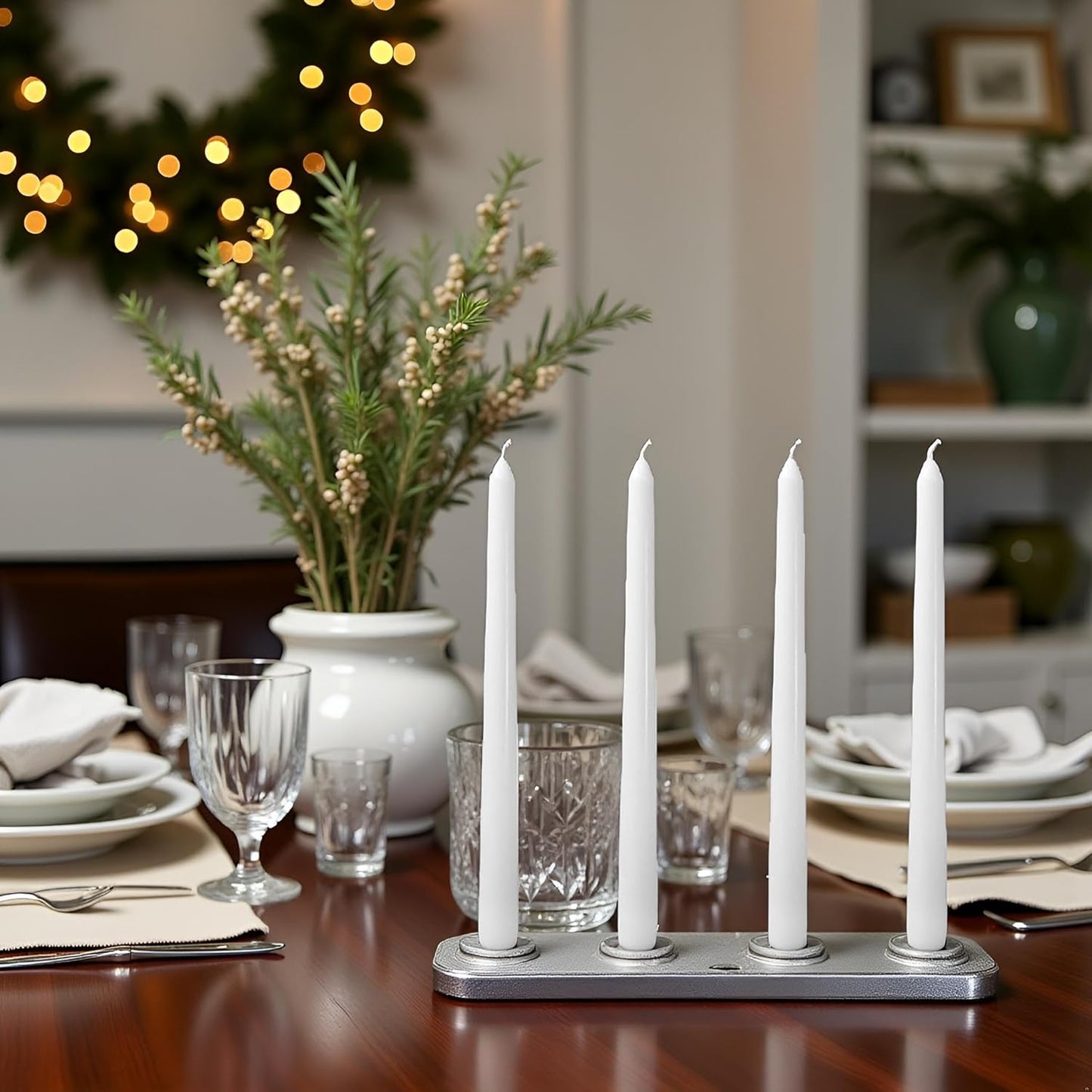 4 Pack White Taper Candles丨Taper Candles 10 Inch Dripless丨Unscented & Smokeless Candlesticks Bulk丨7-8 Hours Long Burning Tall Candles丨Ideal for Christmas Weddings Parties Dinner