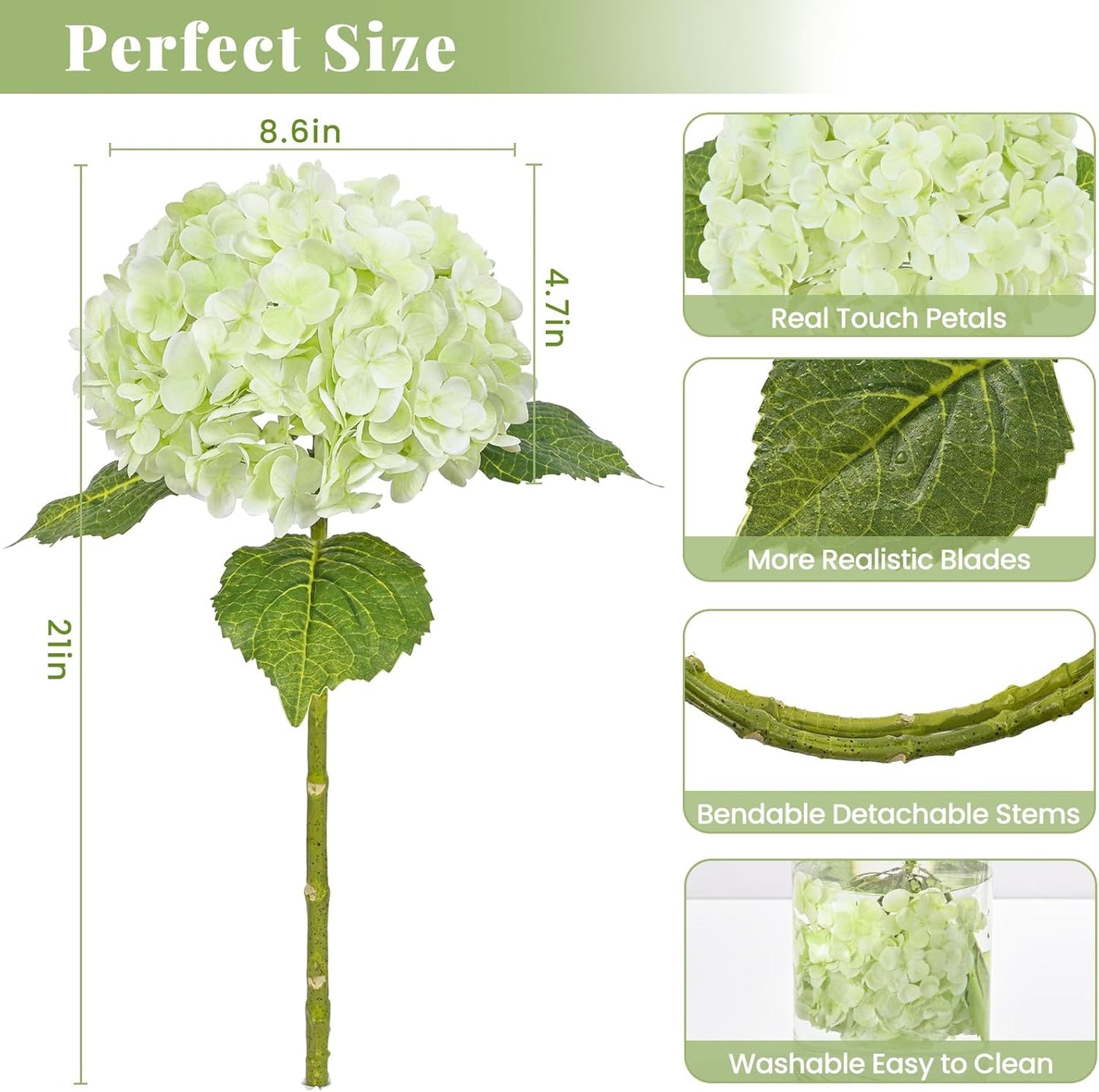 MARTINE MALL 3Pcs 21in Hydrangea Artificial Flowers, Latex Real Touch Hydrangeas Lifelike Large Hydrangea Flowers for Home Decor Party Arrangements Wedding Bouquets Centerpieces (Blue)