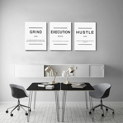 Inspirational Canvas Painting Wall Art -EPHANY ART,Mindset Quotes Prints, Success Framed Entrepreneur Poster Positive Quotes Wall Poster for Home Office Workplace (M-3pcs,12x16inchx3pcs)