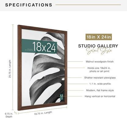 MCS Studio Gallery 16x24 Poster Frame Black Woodgrain Engineered Wood, Vertical & Horizontal Wall Hanging Large Picture Frame for Photos, Posters & Art Prints (1-Pack)