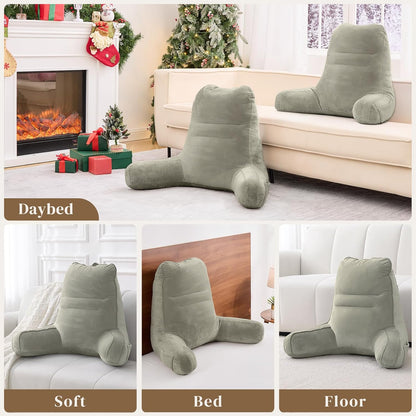 Sasttie Reading Pillows for Sitting in Bed Adult, Back Pillow Bed Sitting Up, Back-Rest Support Cushion for Sit Up on Couch, Sofa, and Floor, Dorm Essentials, Oeko-Tex Certified, Dark Grey