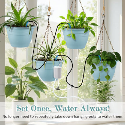 RooTrimmer Hanging Planters for Indoor Outdoor Plants 8 and 10 Inch, 4 Packs Hanging Flower Pot with Drainage Holes, Self-Watering Hanging Basket Perfect for Home, Office and Garden, White