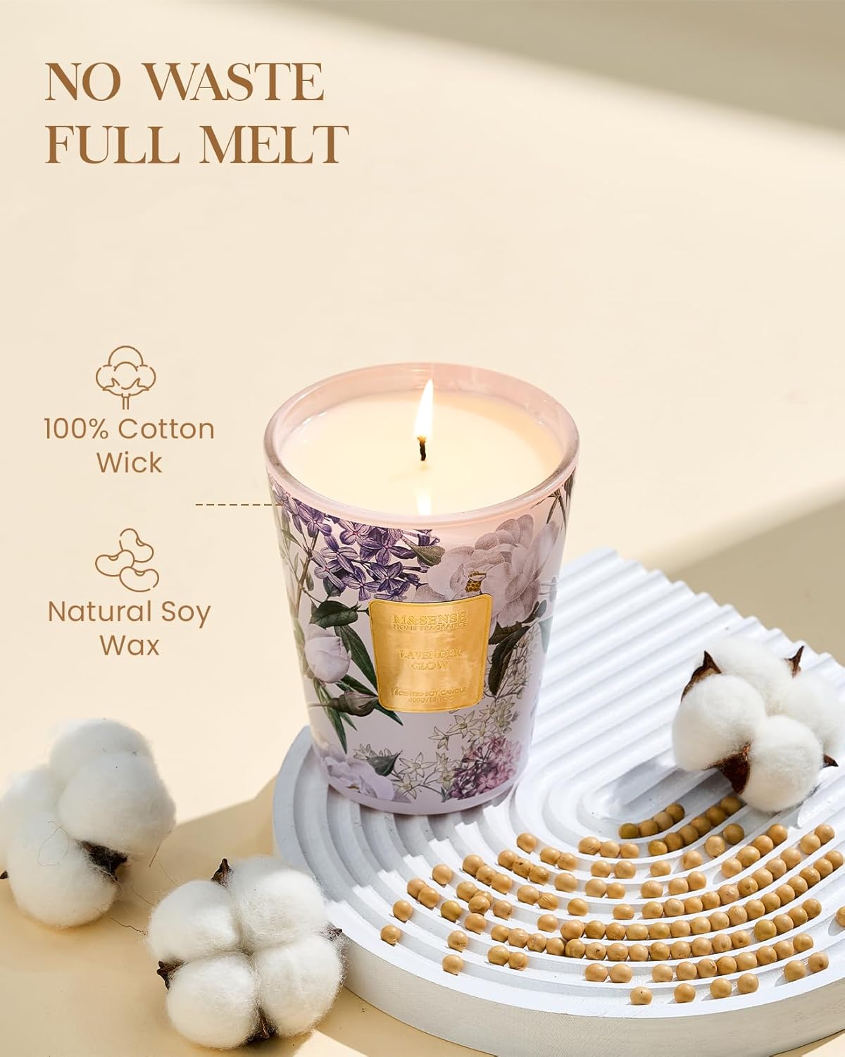 M&SENSE Jasmine Candles Highly Scented 3 Wick 35oz 150 Hours Burn Extra Large Jar Candles for Women, Natural Soy Wax Aromatherapy Candle for Stress Relief, Meditation, Yoga, Spa - Colors B