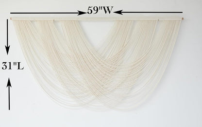 Flber Macrame Wall Hanging Boho Wall Decor Tapestry Dip Dyed Ombre Moss Green Handmade Wall Art Woven Cotton Rope Backdrop with for Bedroom Living Room, 57" W x 39" L