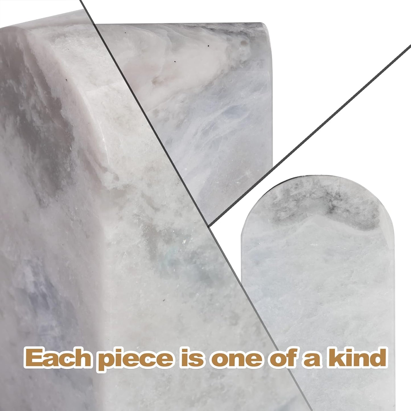 Koville African Natural Marble Bookends for Shelves, Non-Slip Book Ends, 13LBS Ultra Heavy Duty Marble Book Holder Organizer, Apartment Decor for Movies/CD/Video Games(Namib Fantasy)