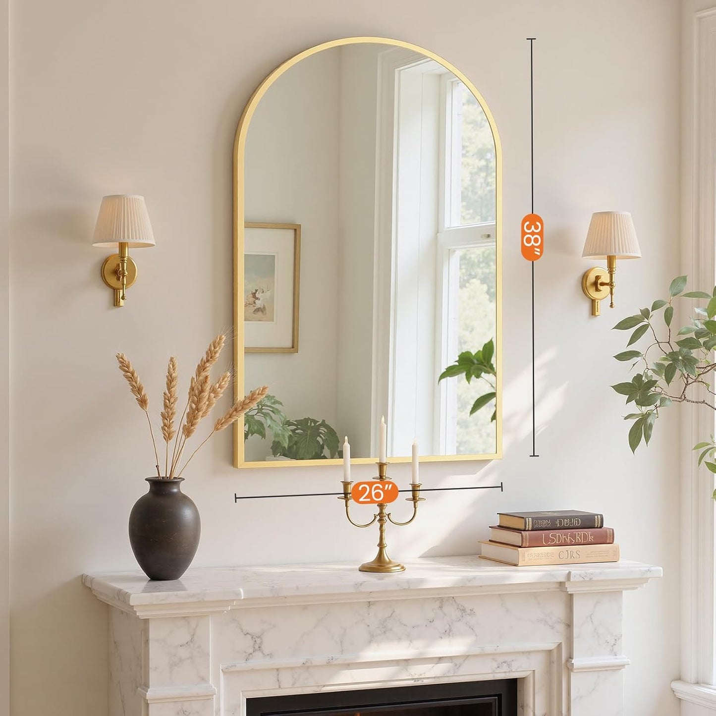 NEWBULIG 20IN Round Bathroom Wall Mirror, Modern Vanity Mirrors for Over Sink, HD Glass Decorative for Entryway, Bedroom & Living Room, Gold