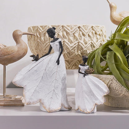 Guichifun Fairy Statue Collection Home Decoration - Leaf Angel Girls Resin Modern Table Decor for Living Room Office Sculpture Decor for Women Indoor Rustic Figurines Gift 5 x 3 x 7.5 Inch