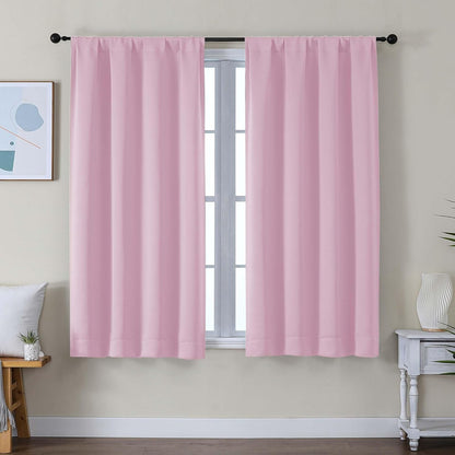 Simplebrand Ava Sage Green Blackout Curtains for Bedroom 63 Inch Length 2 Panels Set, Solid Thermal Insulated Energy Saving Rod Pocket Window Treatment Curtains Blackout Drapes, W40 x L63 Inch, Sage - Colors C