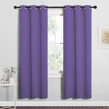 NICETOWN Halloween Pitch Black Solid Thermal Insulated Grommet Blackout Curtains/Drapes for Bedroom Window (2 Panels, 42 inches Wide by 63 inches Long, Black) - Colors D