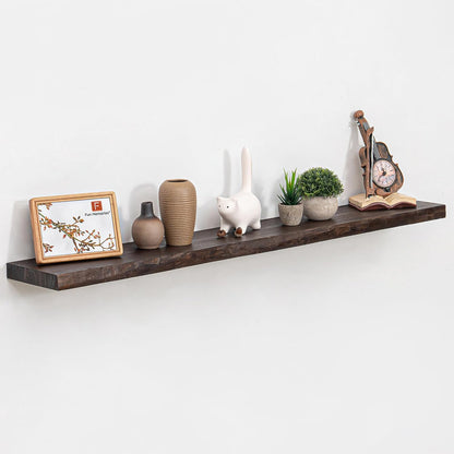 Floating Shelves 36 Inches Long - 8 Inch Deep Rustic Premium Solid Pine Wood for Storage - Farmhouse Wall Mounted for Living Room - Heavy-Duty Metal Bracket - 36" W x 8" D - Set of 2 - White Color