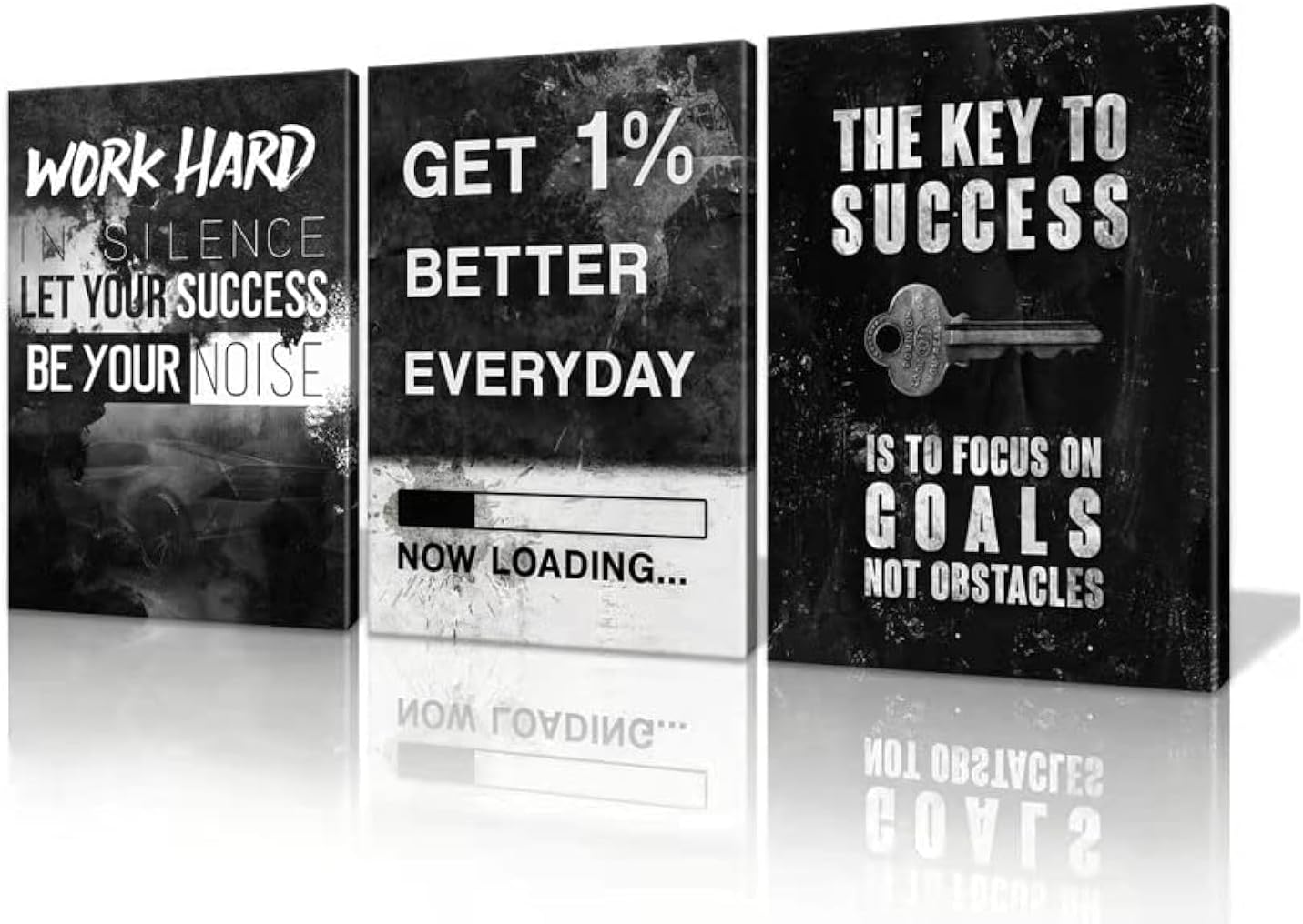 KAWAHONE Canvas Painting Wall Art, Grind Hustle Execution Motivational Wall Art Decoration Posters Prints for Living Room Bedroom, Office Decor, Gallery-Wrapped Canvas Art Set Framed Ready to Hang