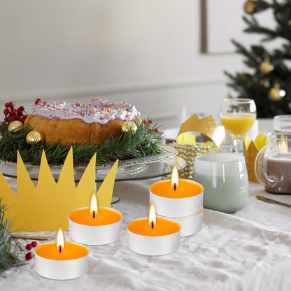 100 Pack Scented Tealight Candles - 4 Hours Burning Lemon Aromatherapy | Valentine's Day Romantic Dinner & New Year Home Decor, Yellow Votive Candles for Wedding, Holiday Gift & Emergency (Yellow)