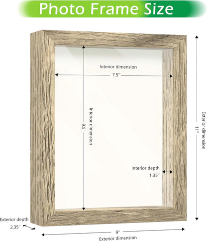 FrameWorks 11” x 14” Dark Oak Wooden Shadow Box Frame – Display Case with Soft Felt Back, Memory Box with Tempered Glass, Display Box with Elegant White Ball Push Pins, Wooden Flower Box