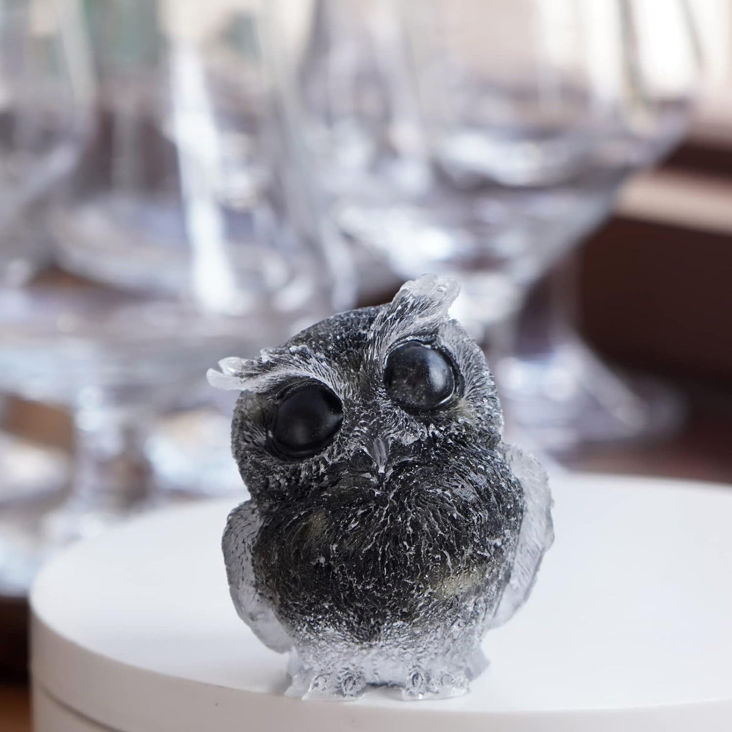 OwMell Owl Statue Tumbled Stone Gemstone Owl Figurine Home Decor Shelf Decor 2.5" - Turquoise