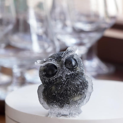 OwMell Owl Statue Tumbled Stone Gemstone Owl Figurine Home Decor Shelf Decor 2.5" - Turquoise
