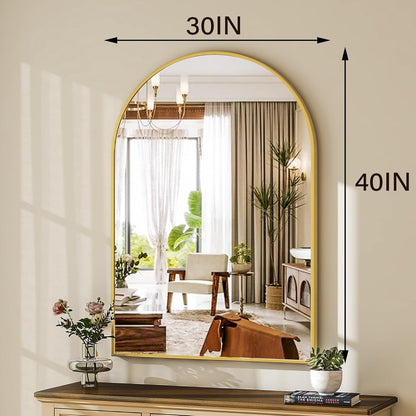 HARRITPURE Arched Wall Mirror 24"x36" – Black Metal Frame Vanity Mirrors for Bedroom, Entryway, Living Room Decor