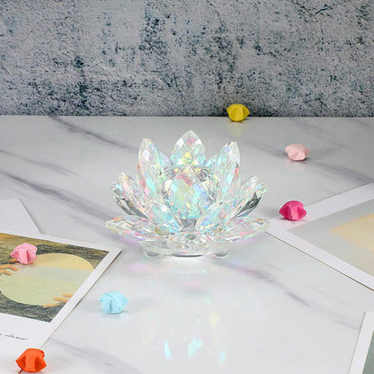 OwnMy 3 Inch Sparkle Crystal Lotus Flower Figurines Decorative Lotus Flower Ornament, Glass Lotus Feng Shui Decor Crystal Flower Paperweight for Home Office Tabletop Centerpieces