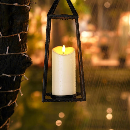 Homemory 6"x3" Outdoor Waterproof Flameless Candles, LED Candles, Battery Operated Candles with Remote and Timers, Electric Fake Plastic Pillar Candles, Ivory White, Set of 2