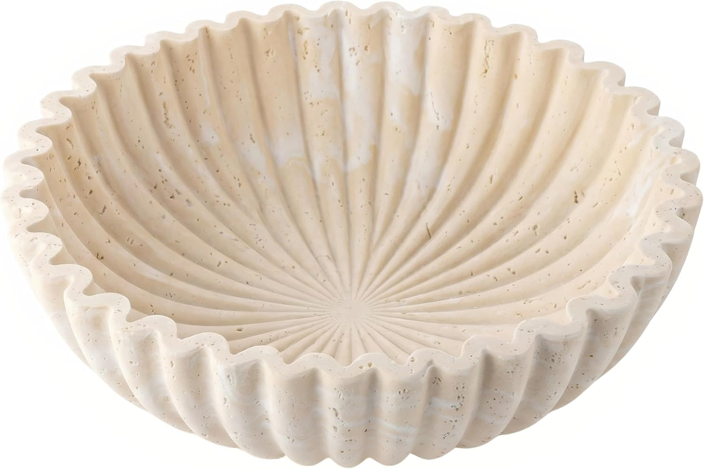 Large Decorative Fruit Bowl for Kitchen Counter, Sandstone Look Modern Minimalist Snack Candy Bowl for Table Centerpiece Decor, Home, Office, Hotel, Entryway (Beige)