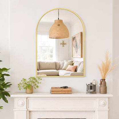 Round Wall Mirror 30 Inch Gold Vanity Mirror with Metal Frame, Modern Circle for Bathroom, Entryway, Bedroom, Living Room, Wall Mounted Decorative Mirrors