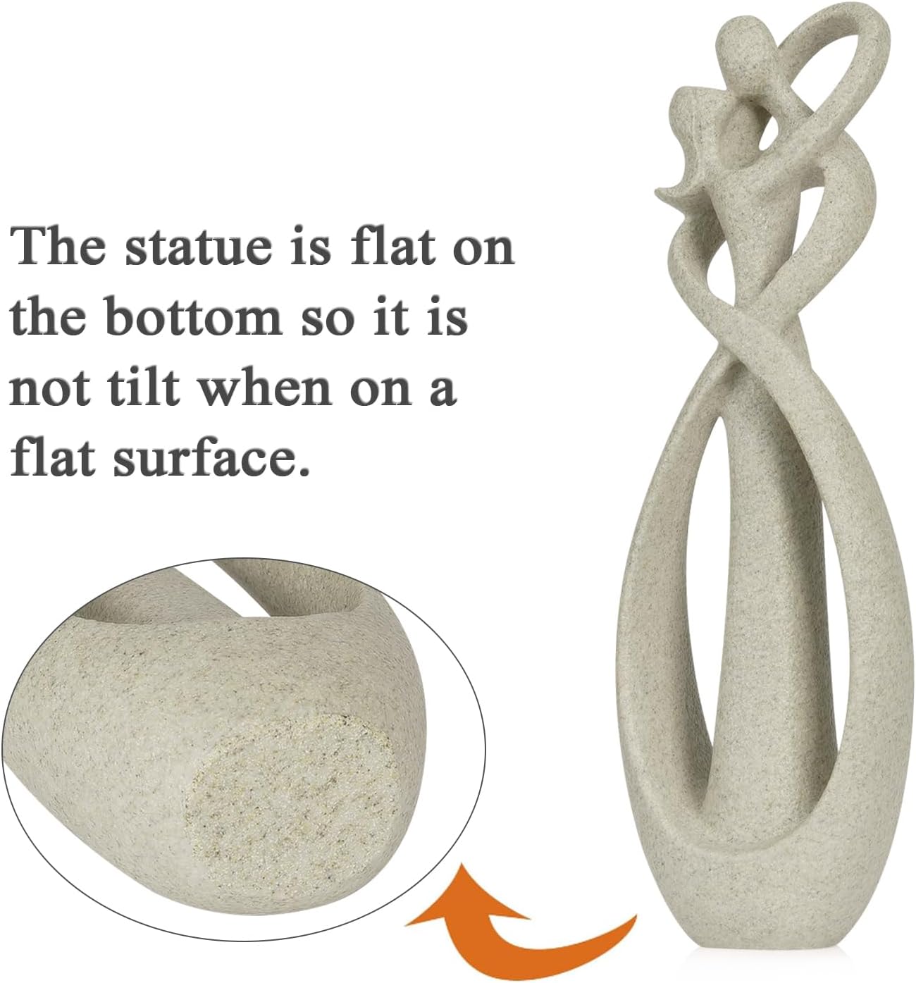 Trycooling Kissing Lovers Statue Abstract Sculpture Resin Statues for Home Decor Modern Home Office Desktop Shelf Bookshelf Decor (Sandstone, Small)