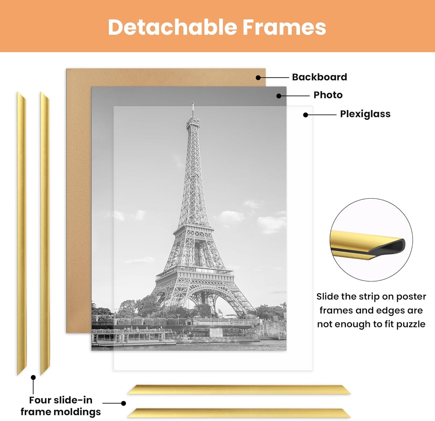 upsimples 18x24 Picture Frame Black 3 Pack, Scratch-Proof Poster Frames 18 x 24 for Photo Gallery - Slide-In Strips, Horizontal or Vertical Wall Mounting