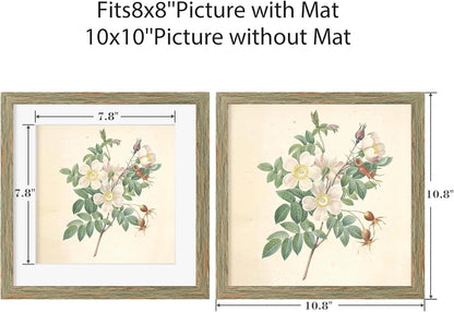 12x12 Picture Frame Set of 9, Display Pictures 8x8 with Mat or 12x12 without Mat, Multi Collage Gallery Square Photo Frames for Wall or Tabletop, Black