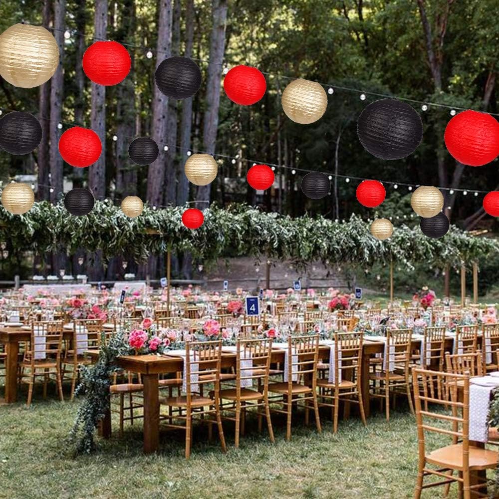 Paper Lanterns Decorative, Round Hanging Paper Lanterns Decorations for Rustic Party Bridal Shower Wedding Sage Green Birthday Party Supplies Gold/Ivory/Sage Green 15pcs
