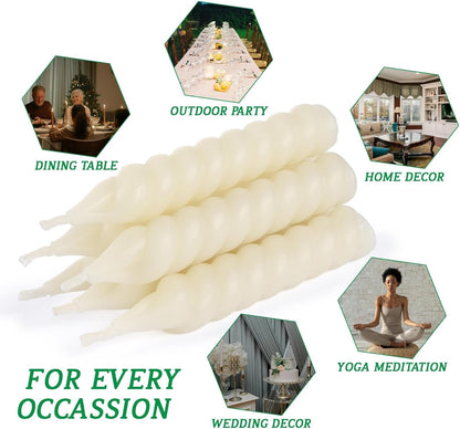 5 Inch Spirat Tapared Candles 10 Pack,0.78" Diameter Ivory Naturel Bee Candles Candlestick,7 Hours Long Lasting Smokeless and Unscented for Home Decoration