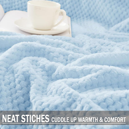 Exclusivo Mezcla Fleece Throw Blanket Extra Large, Super Soft and Warm Blankets for Couch, Sofa and Bed Waffle Textured, Cozy, Fuzzy and Lightweight (Slate Blue, 50x70 Inches)